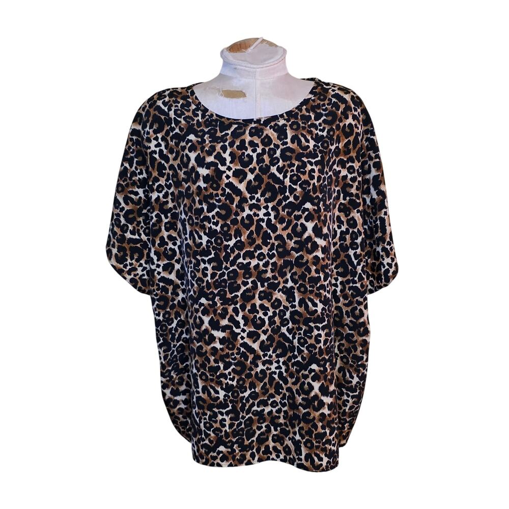 Vintage Silver Threads Animal Print Womens Top Size 3X